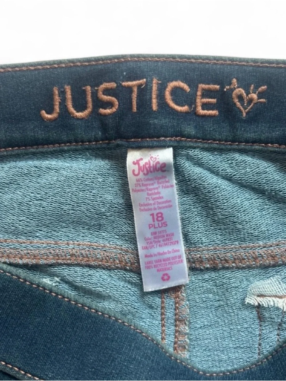 Justice Girls Black Dark Wash Jeggings